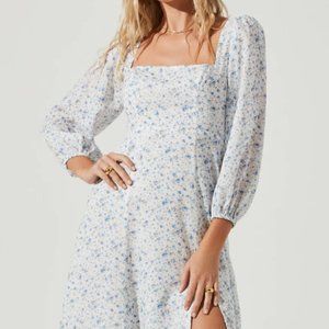 ASTR Audette Square Neck Floral Cutout Midi Dress